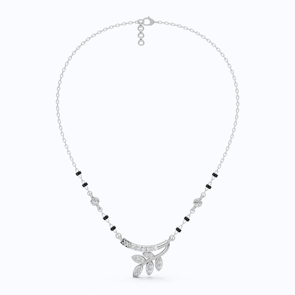 Modern Leaf Branch Tanmaniya Mangalsutra in 14K Solid Gold, 0.41 Round Cut Lab Grown Diamonds, Anniversary Gift for Wife, Everyday Jewelry - Shoora Designs