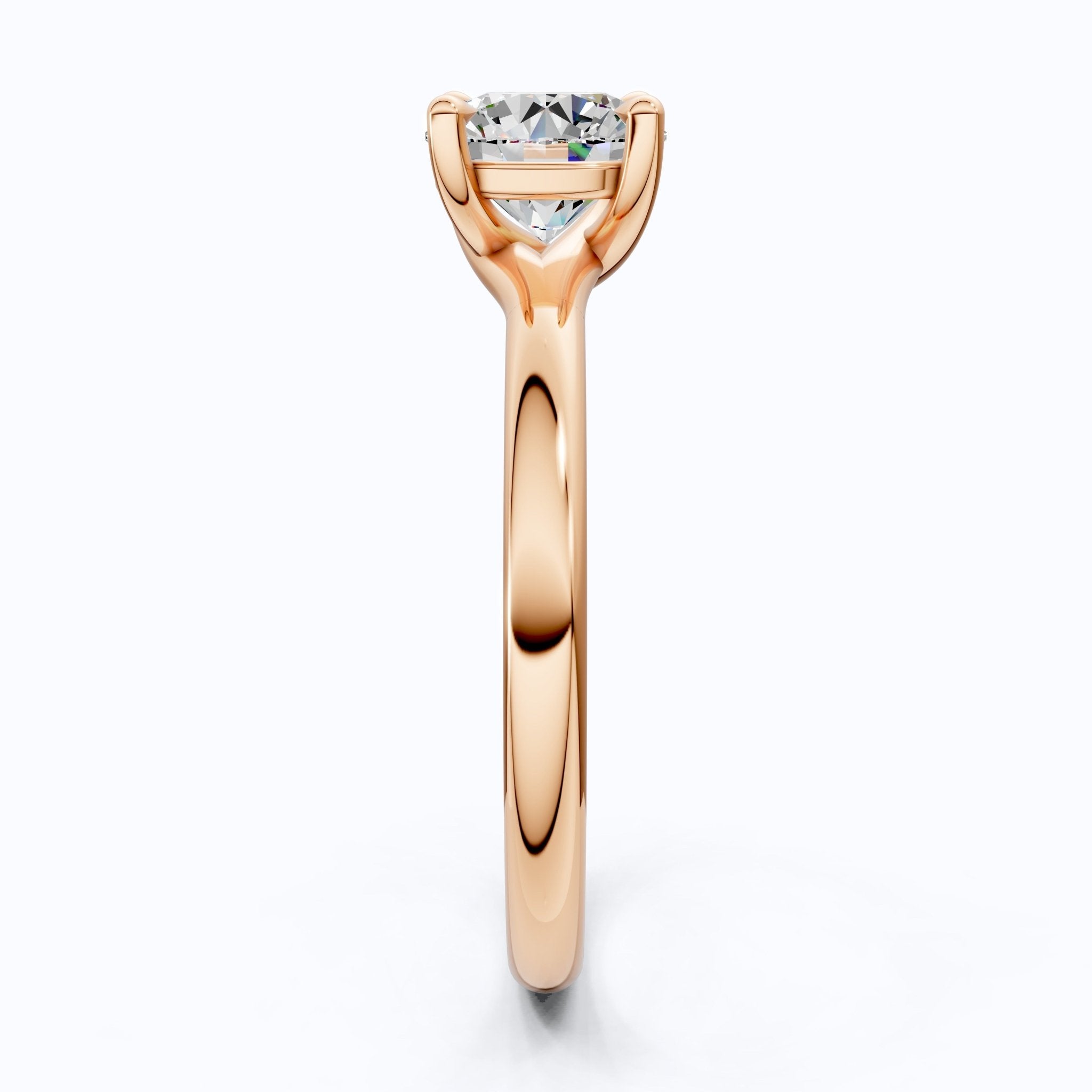 Modern Minimalist Six - Prong Solitaire Lab Diamond in 14k Gold, 1.00 CT Round cut, Bridal Engagement Ring - Shoora Designs