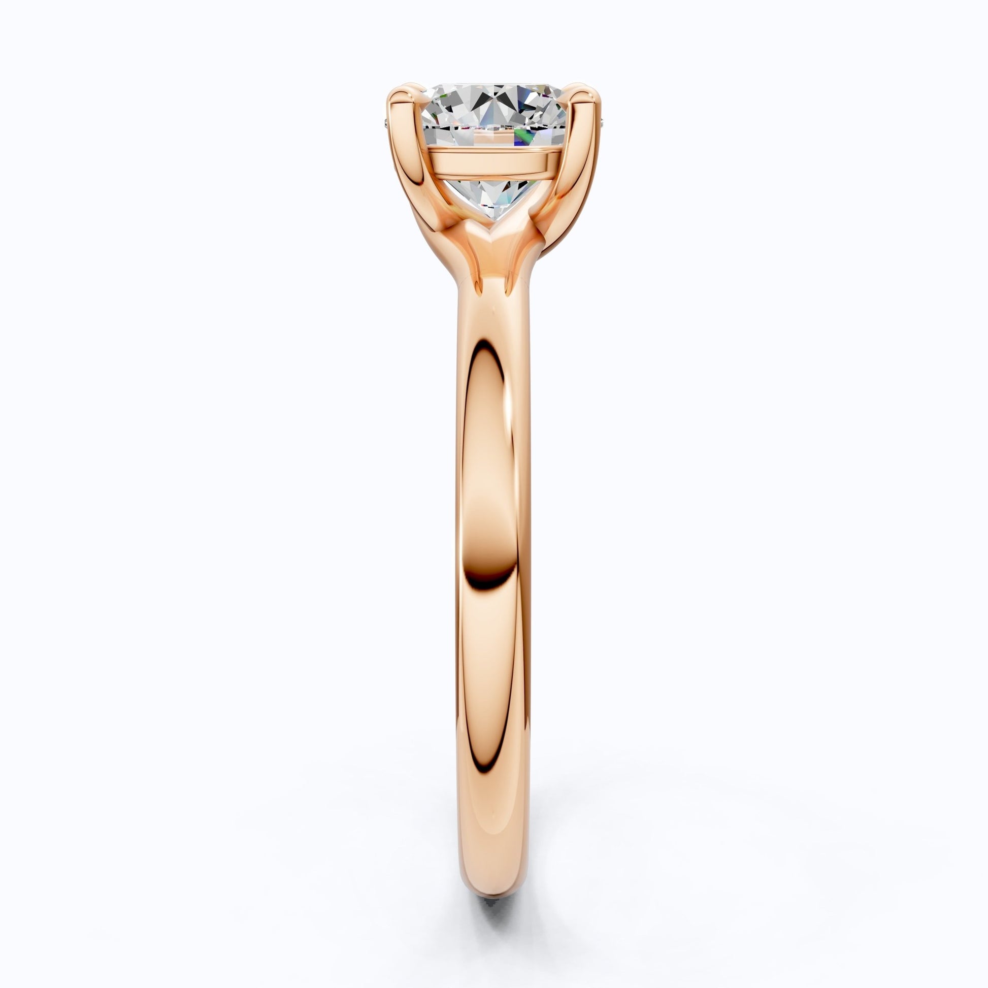 Modern Minimalist Six - Prong Solitaire Lab Diamond in 14k Gold, 1.00 CT Round cut, Bridal Engagement Ring - Shoora Designs