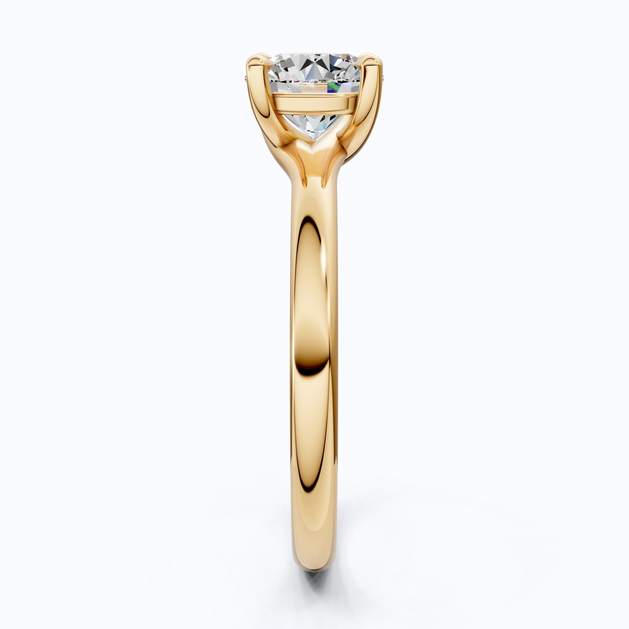 Modern Minimalist Six - Prong Solitaire Lab Diamond in 14k Gold, 1.00 CT Round cut, Bridal Engagement Ring - Shoora Designs