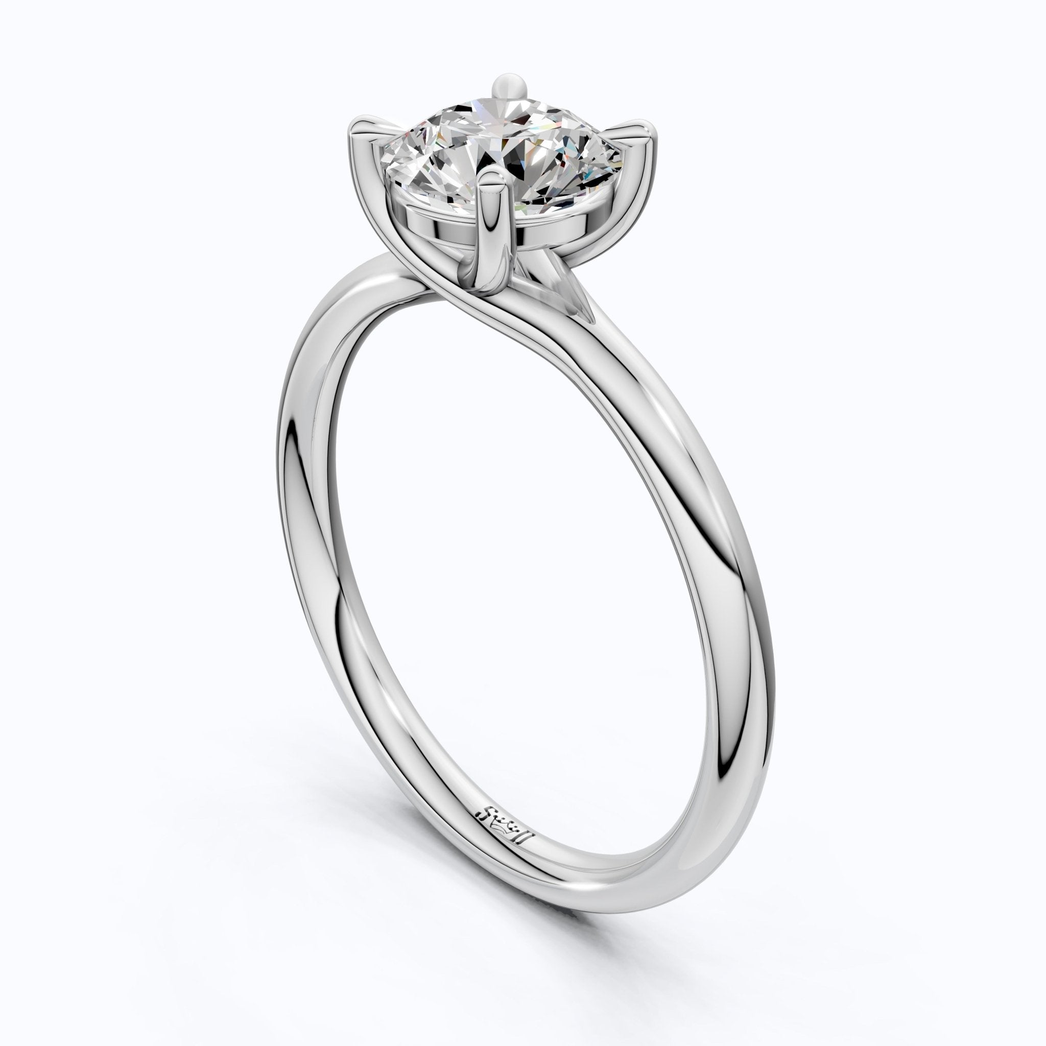 Modern Minimalist Six - Prong Solitaire Lab Diamond in 14k Gold, 1.00 CT Round cut, Bridal Engagement Ring - Shoora Designs