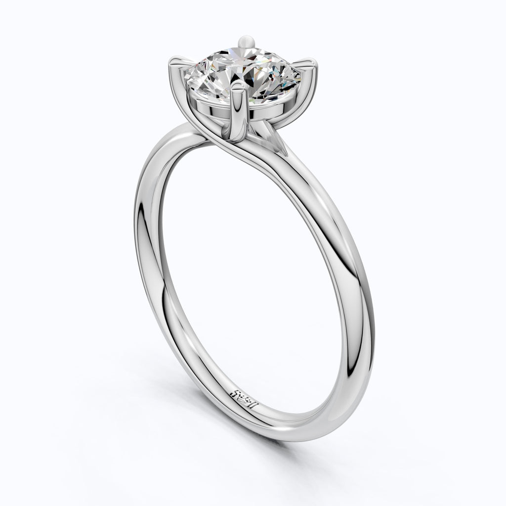Modern Minimalist Six - Prong Solitaire Lab Diamond in 14k Gold, 1.00 CT Round cut, Bridal Engagement Ring - Shoora Designs