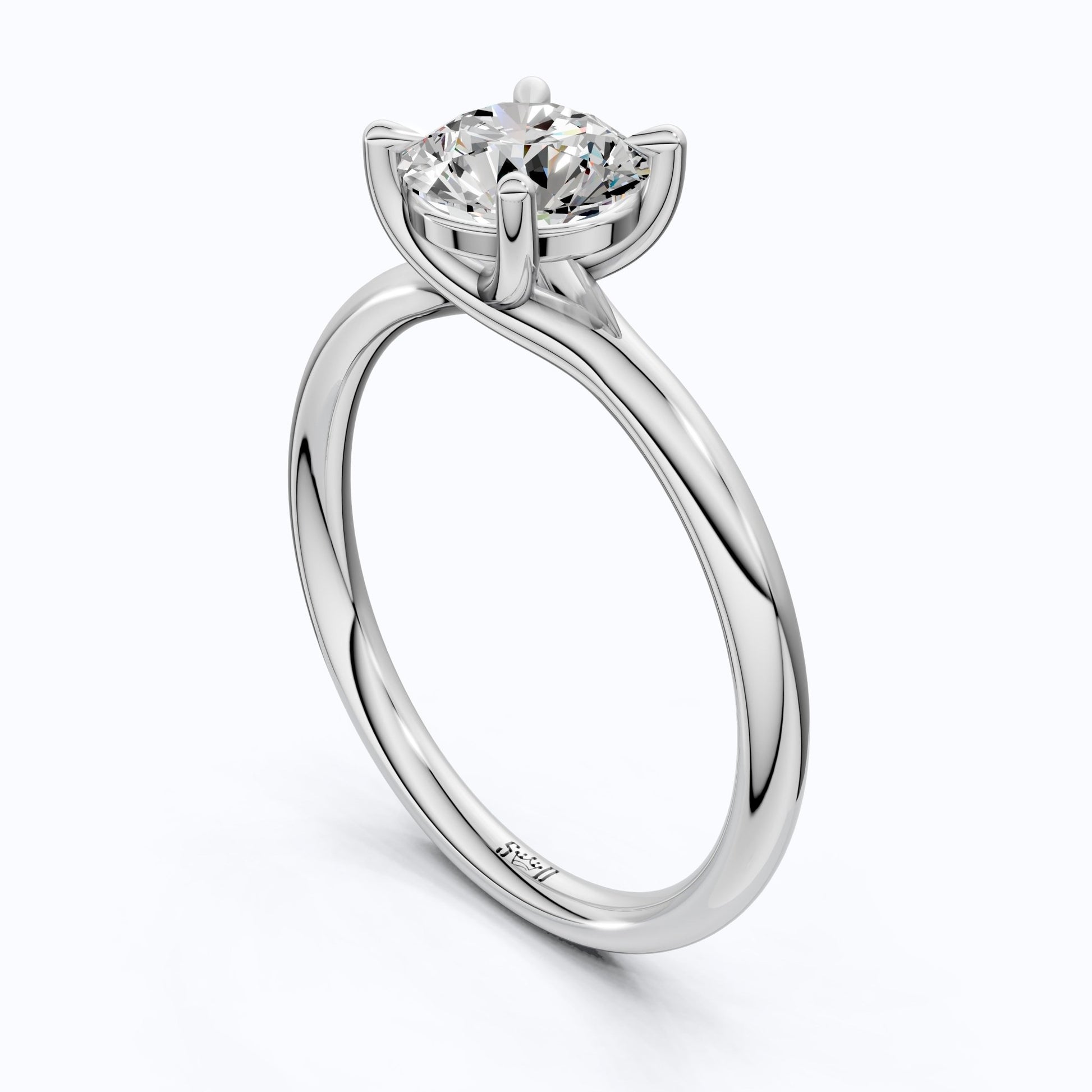 Modern Minimalist Six - Prong Solitaire Lab Diamond in 14k Gold, 1.00 CT Round cut, Bridal Engagement Ring - Shoora Designs
