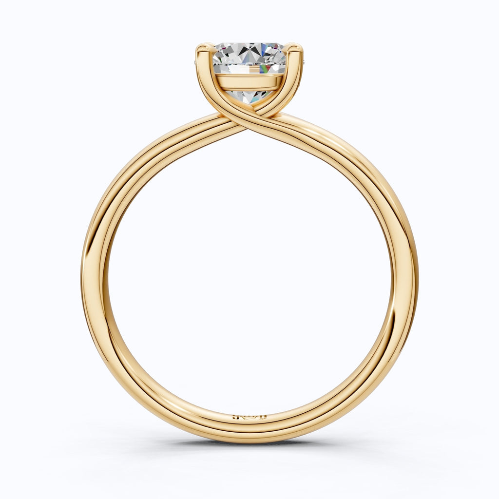 Modern Minimalist Six - Prong Solitaire Lab Diamond in 14k Gold, 1.00 CT Round cut, Bridal Engagement Ring - Shoora Designs