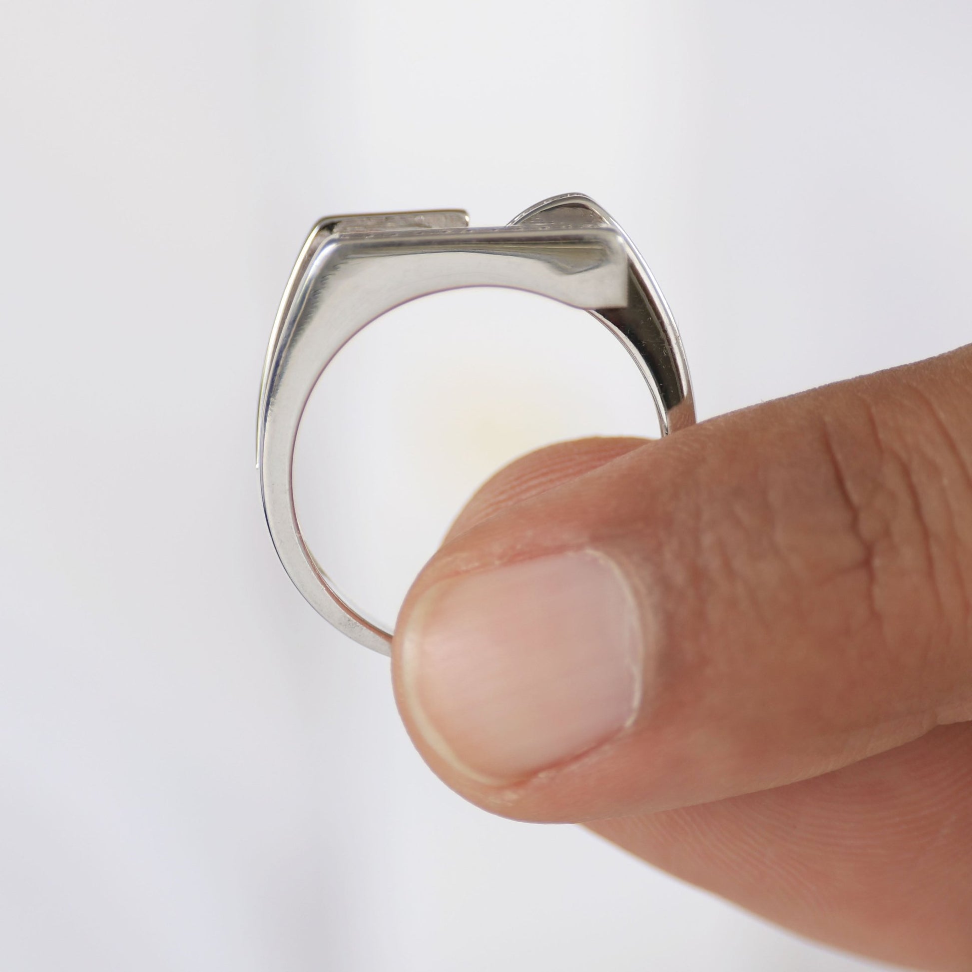 Modern Open Bar Bypass Radiant & Pavé Engagement Ring in 14k Solid Gold, 2.00 CT Radiant Cut Lab Grown Diamond, Everyday Ring For Him - Shoora Designs