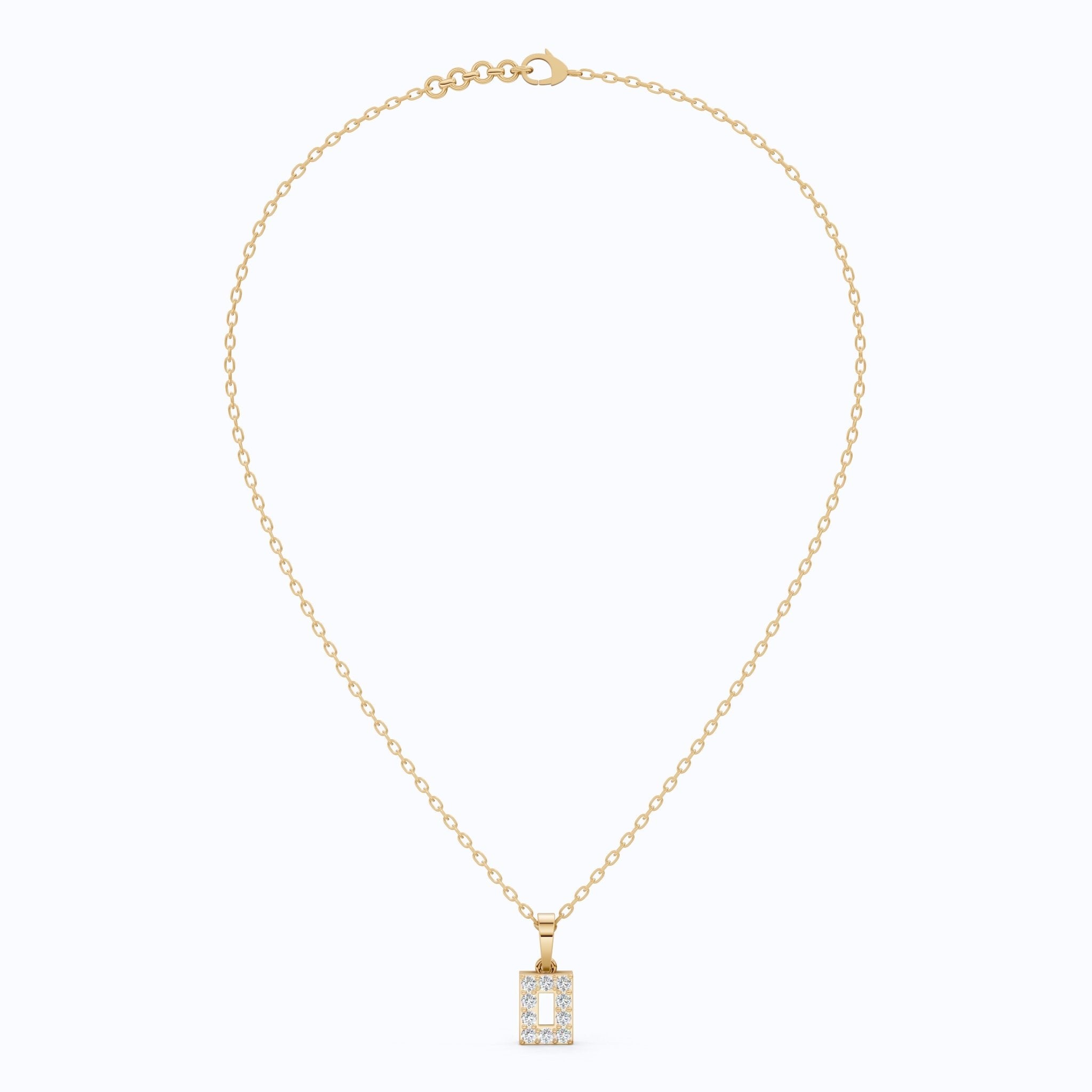 Modern Open Rectangle Halo Diamond Pendant in 14k Solid Gold, 0.25 TCW Round Cut Lab Diamonds, Anniversary Gift for Her, Handmade Everyday Pendant - Shoora Designs