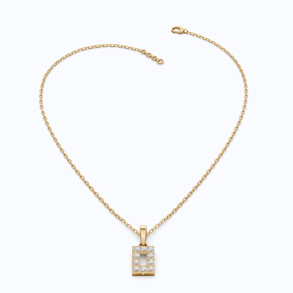 Modern Open Rectangle Halo Diamond Pendant in 14k Solid Gold, 0.25 TCW Round Cut Lab Diamonds, Anniversary Gift for Her, Handmade Everyday Pendant - Shoora Designs