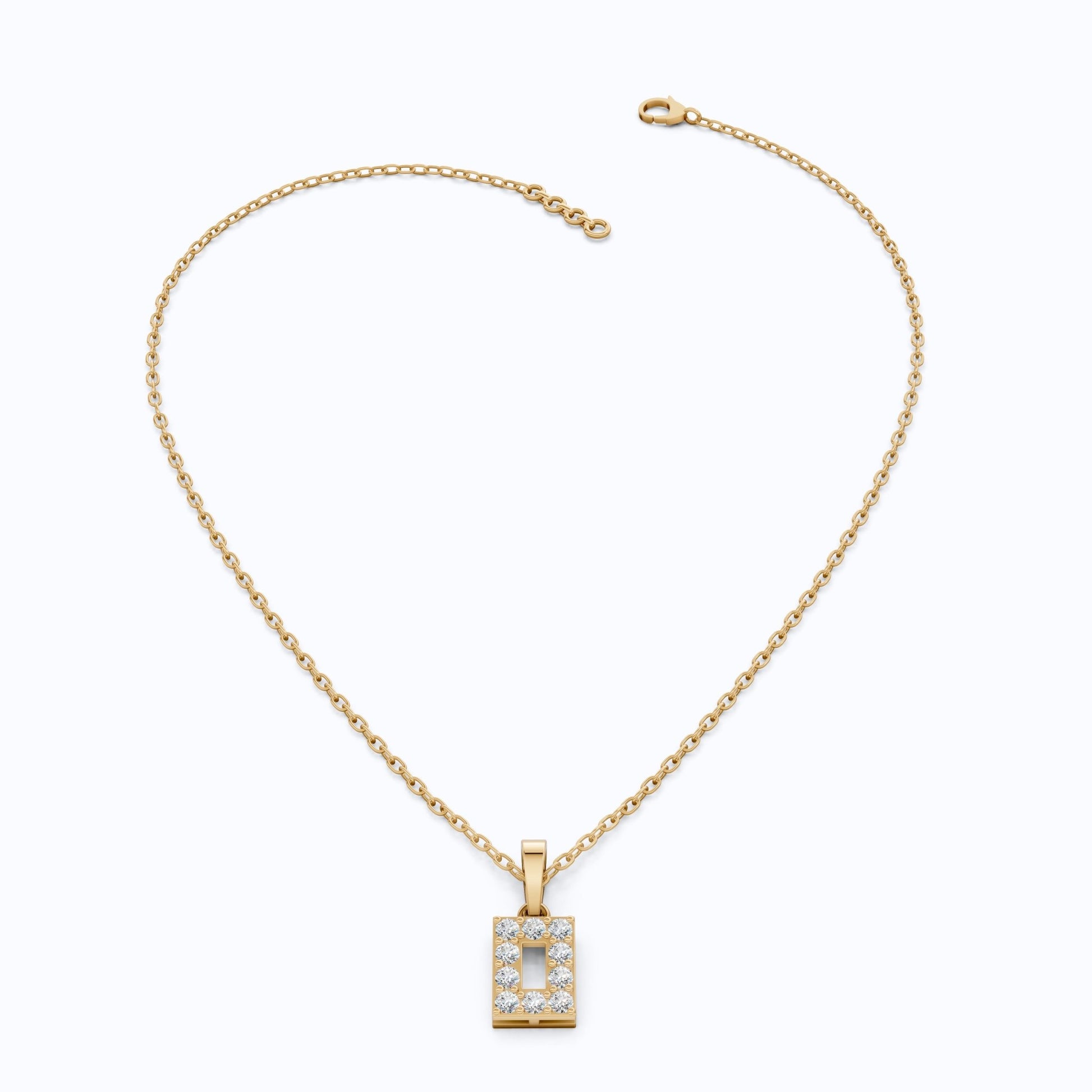 Modern Open Rectangle Halo Diamond Pendant in 14k Solid Gold, 0.25 TCW Round Cut Lab Diamonds, Anniversary Gift for Her, Handmade Everyday Pendant - Shoora Designs