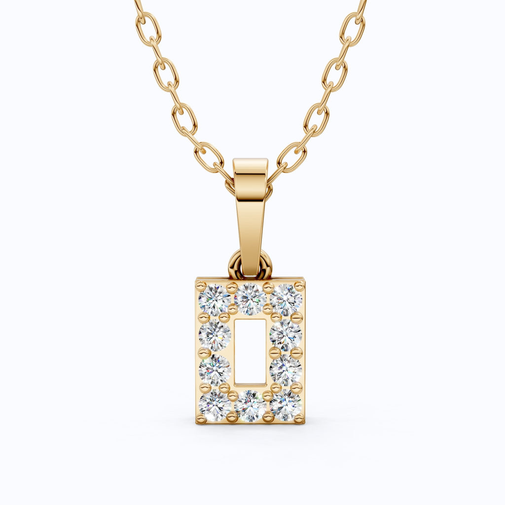 Modern Open Rectangle Halo Diamond Pendant in 14k Solid Gold, 0.25 TCW Round Cut Lab Diamonds, Anniversary Gift for Her, Handmade Everyday Pendant - Shoora Designs