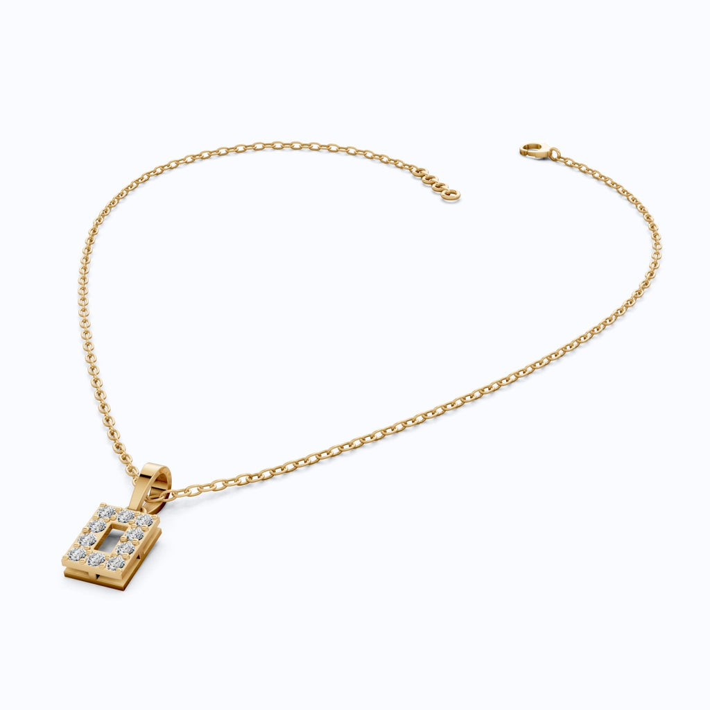 Modern Open Rectangle Halo Diamond Pendant in 14k Solid Gold, 0.25 TCW Round Cut Lab Diamonds, Anniversary Gift for Her, Handmade Everyday Pendant - Shoora Designs