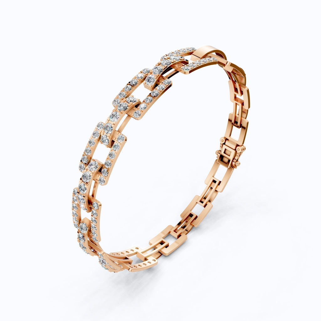 Modern Paperclip Link Wedding Bracelet in Lab Diamond - 14k Solid Gold, Everyday Luxury Jewelry, Birthday Gift For Her/Him, Handmade Jewelry - Shoora Designs