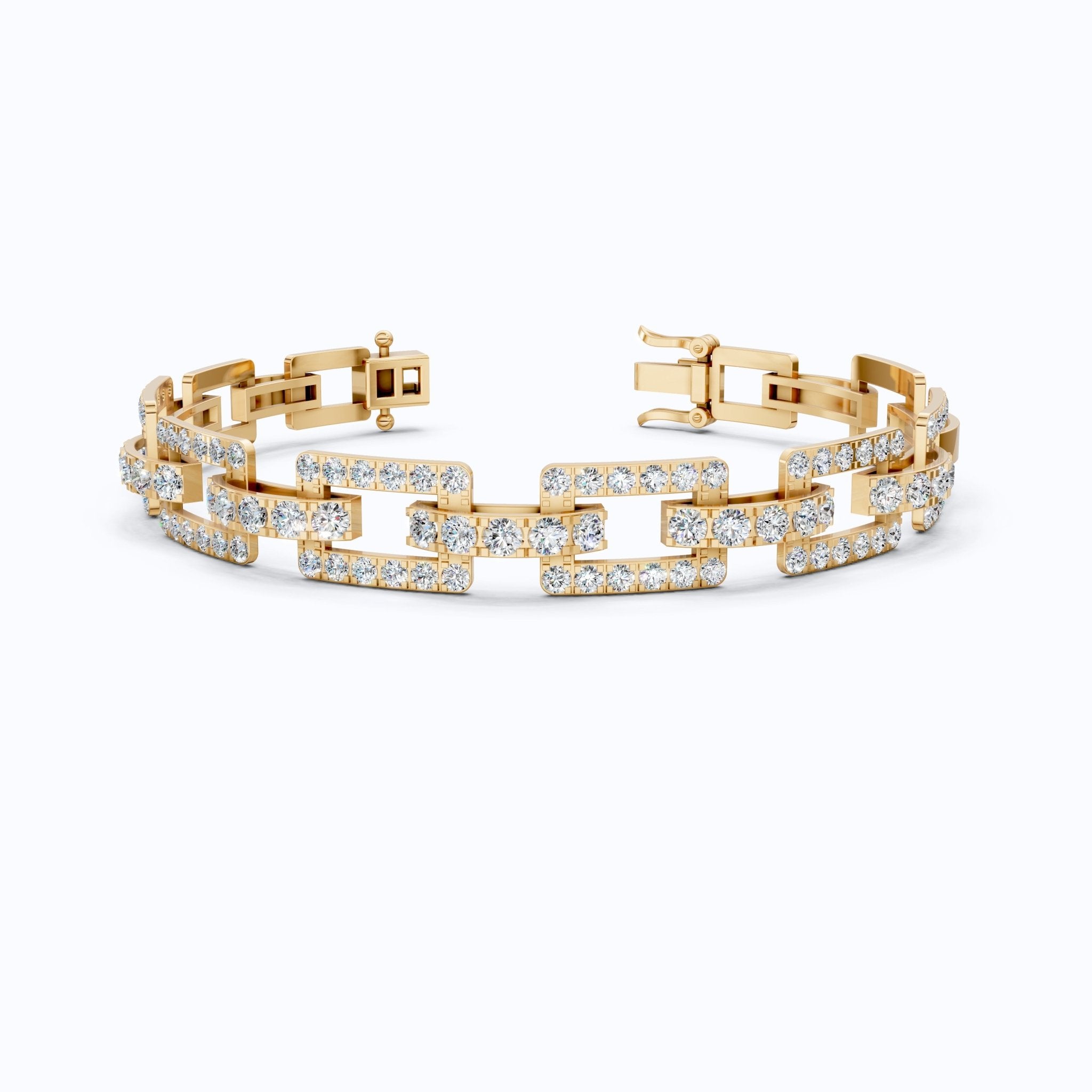 Modern Paperclip Link Wedding Bracelet in Lab Diamond - 14k Solid Gold, Everyday Luxury Jewelry, Birthday Gift For Her/Him, Handmade Jewelry - Shoora Designs