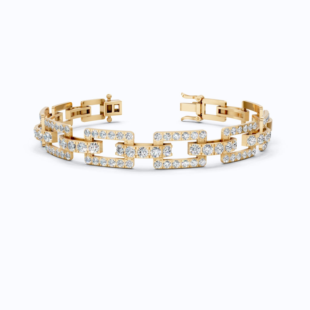 Modern Paperclip Link Wedding Bracelet in Lab Diamond - 14k Solid Gold, Everyday Luxury Jewelry, Birthday Gift For Her/Him, Handmade Jewelry - Shoora Designs