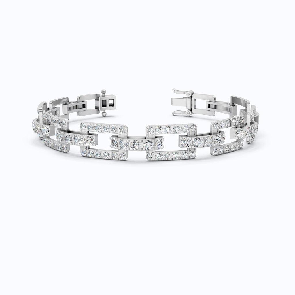 Modern Paperclip Link Wedding Bracelet in Lab Diamond - 14k Solid Gold, Everyday Luxury Jewelry, Birthday Gift For Her/Him, Handmade Jewelry - Shoora Designs