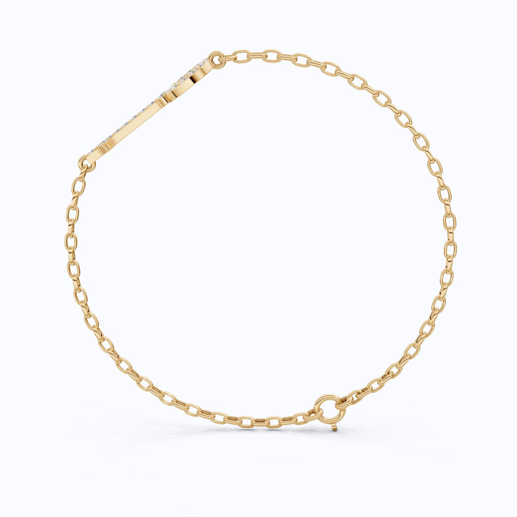 Modern Pavé Key Station Chain Bracelet in 14K Solid Gold, 0.40 TCW Round Cut Lab Created Diamonds, Friendship Jewelry Gift, - Shoora Designs