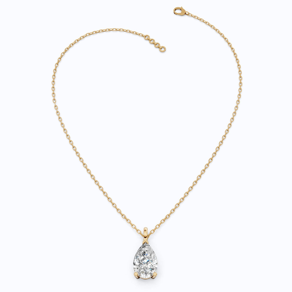 Modern Pear Drop Solitaire Pendant in 14k Solid Gold, 3.00 CT Pear Cut Lab Grown Diamond, Wedding Gift for Her, Wedding Handmade Jewelry - Shoora Designs