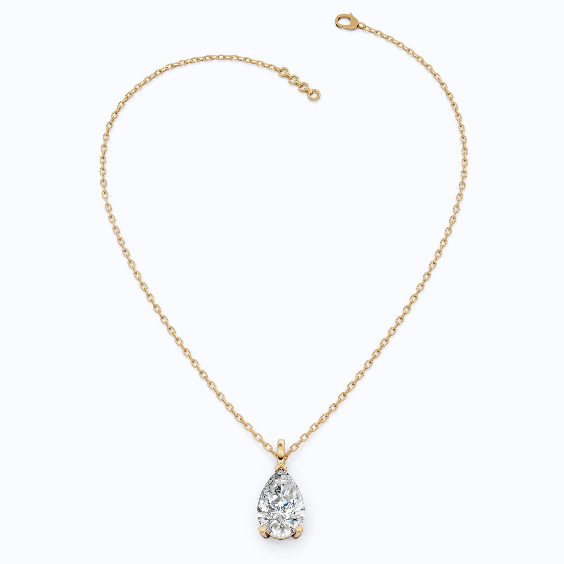 Modern Pear Drop Solitaire Pendant in 14k Solid Gold, 3.00 CT Pear Cut Lab Grown Diamond, Wedding Gift for Her, Wedding Handmade Jewelry - Shoora Designs