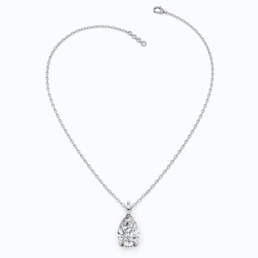 Modern Pear Drop Solitaire Pendant in 14k Solid Gold, 3.00 CT Pear Cut Lab Grown Diamond, Wedding Gift for Her, Wedding Handmade Jewelry - Shoora Designs