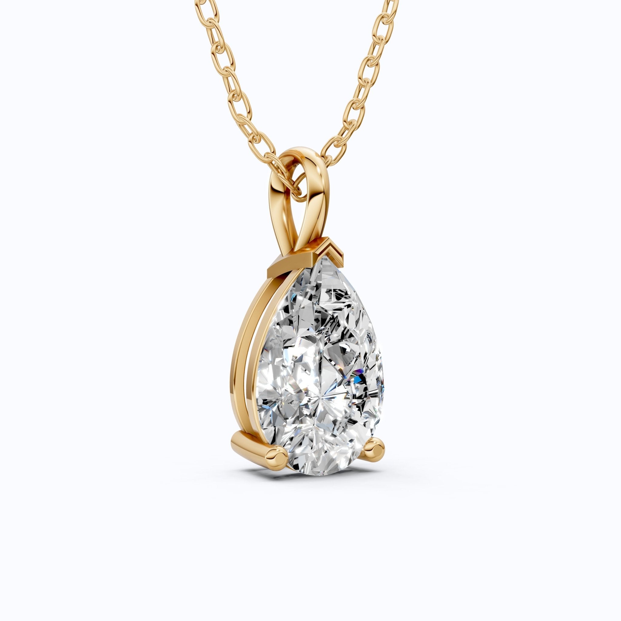 Modern Pear Drop Solitaire Pendant in 14k Solid Gold, 3.00 CT Pear Cut Lab Grown Diamond, Wedding Gift for Her, Wedding Handmade Jewelry - Shoora Designs