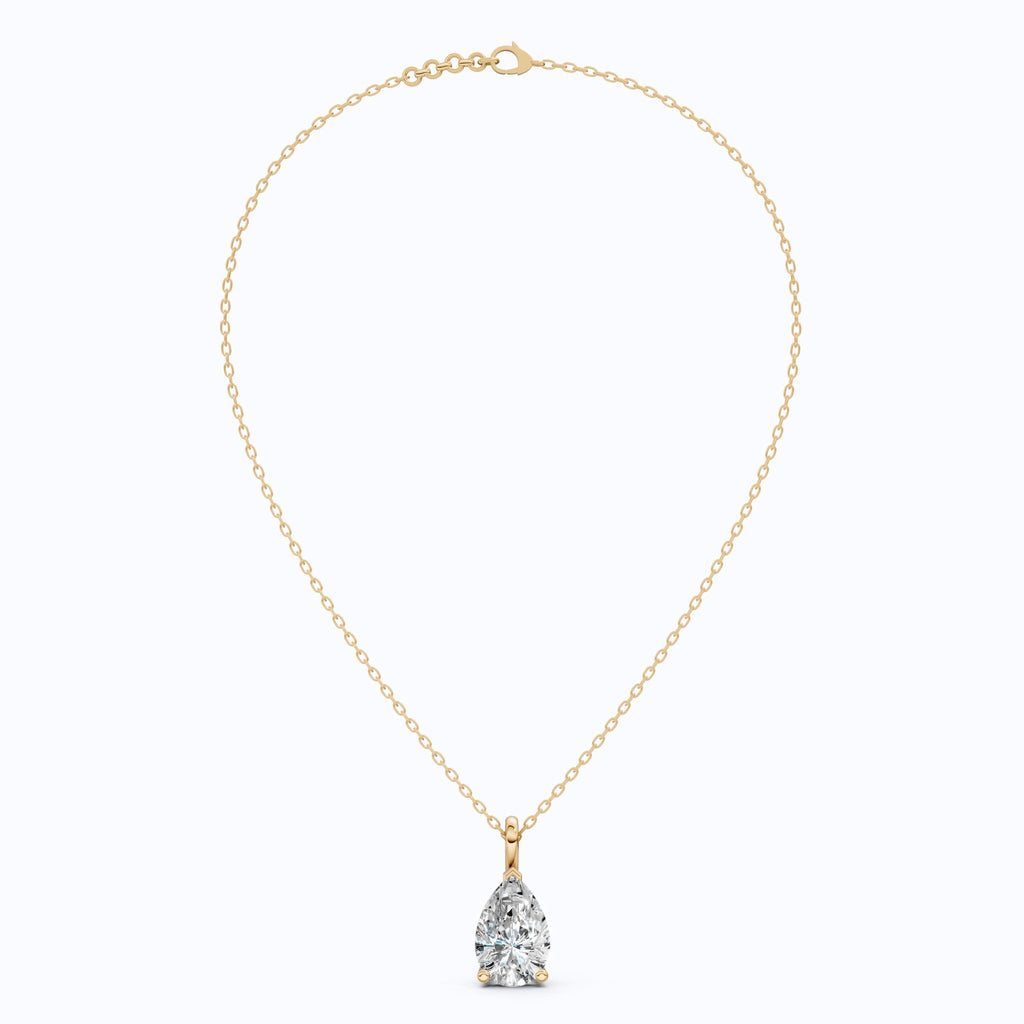 Modern Pear Drop Solitaire Pendant in 14k Solid Gold, 3.00 CT Pear Cut Lab Grown Diamond, Wedding Gift for Her, Wedding Handmade Jewelry - Shoora Designs