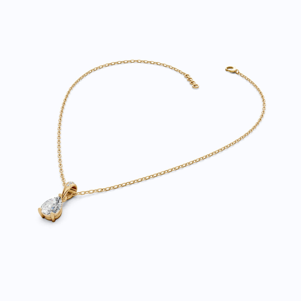 Modern Pear Solitaire Pendant in 14k Solid Gold, 0.35 CT Pear Cut Lab Grown Diamond, Birthday Gift for Her, Everyday Pendant - Shoora Designs
