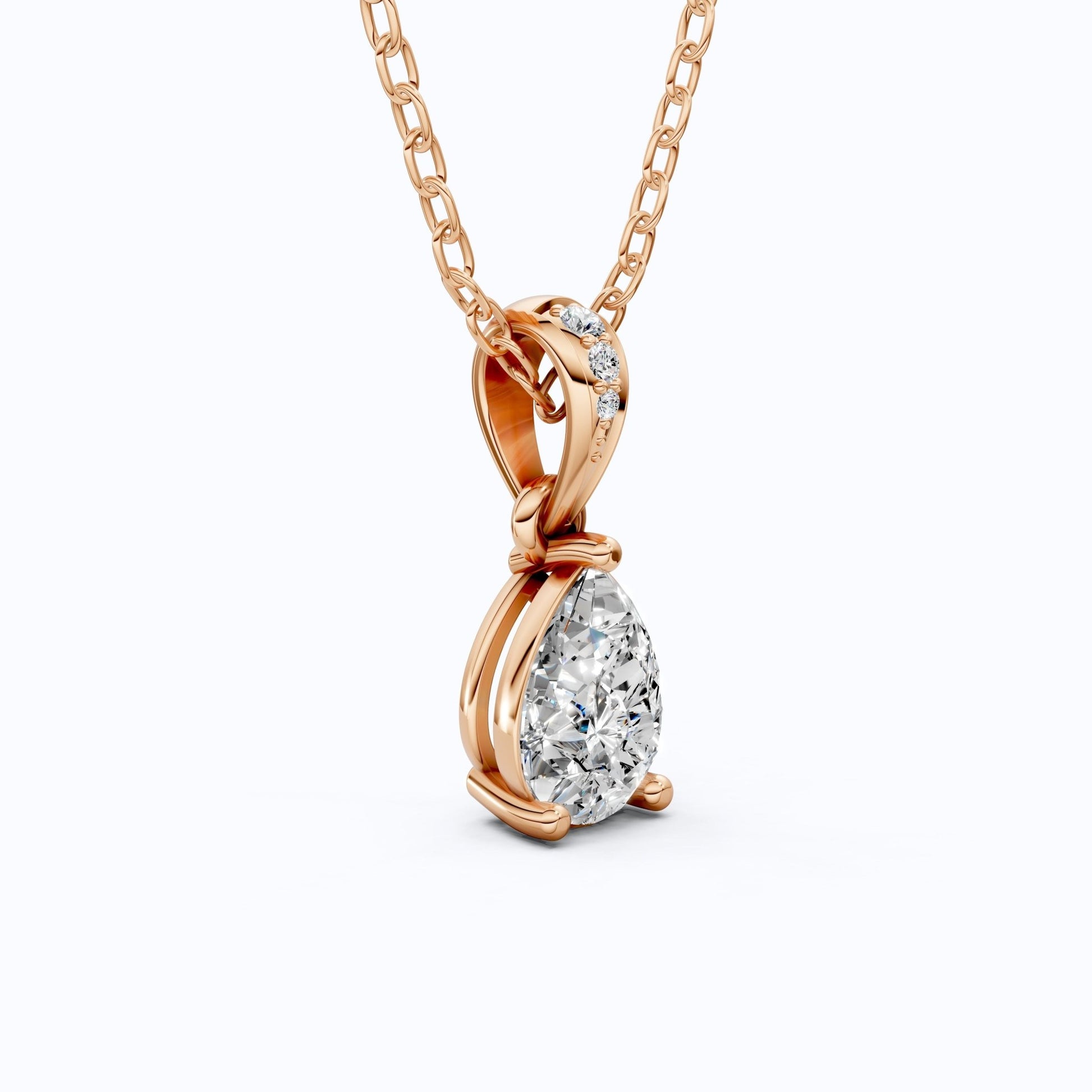 Modern Pear Solitaire Pendant in 14k Solid Gold, 0.35 CT Pear Cut Lab Grown Diamond, Birthday Gift for Her, Everyday Pendant - Shoora Designs