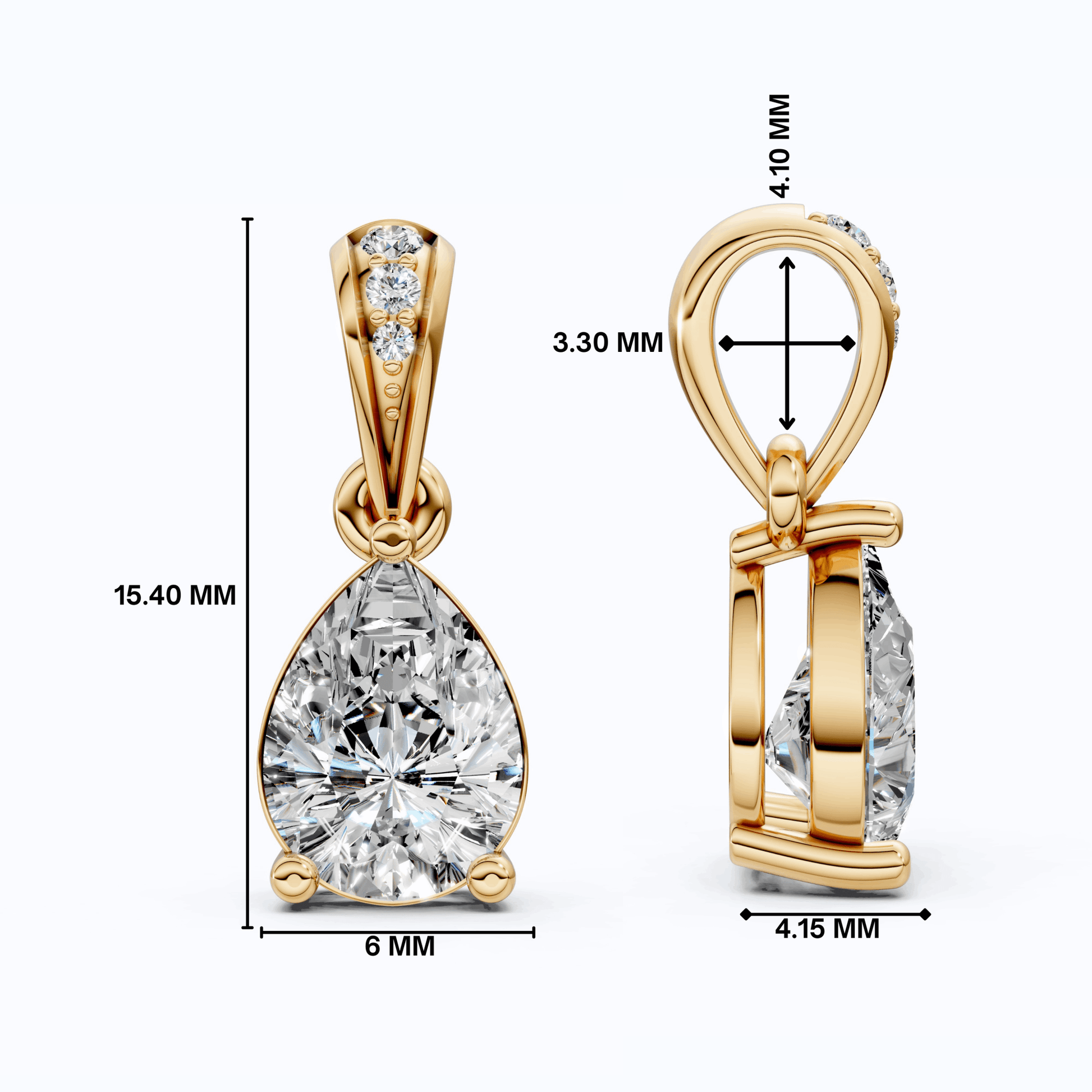 Modern Pear Solitaire Pendant in 14k Solid Gold, 0.35 CT Pear Cut Lab Grown Diamond, Birthday Gift for Her, Everyday Pendant - Shoora Designs