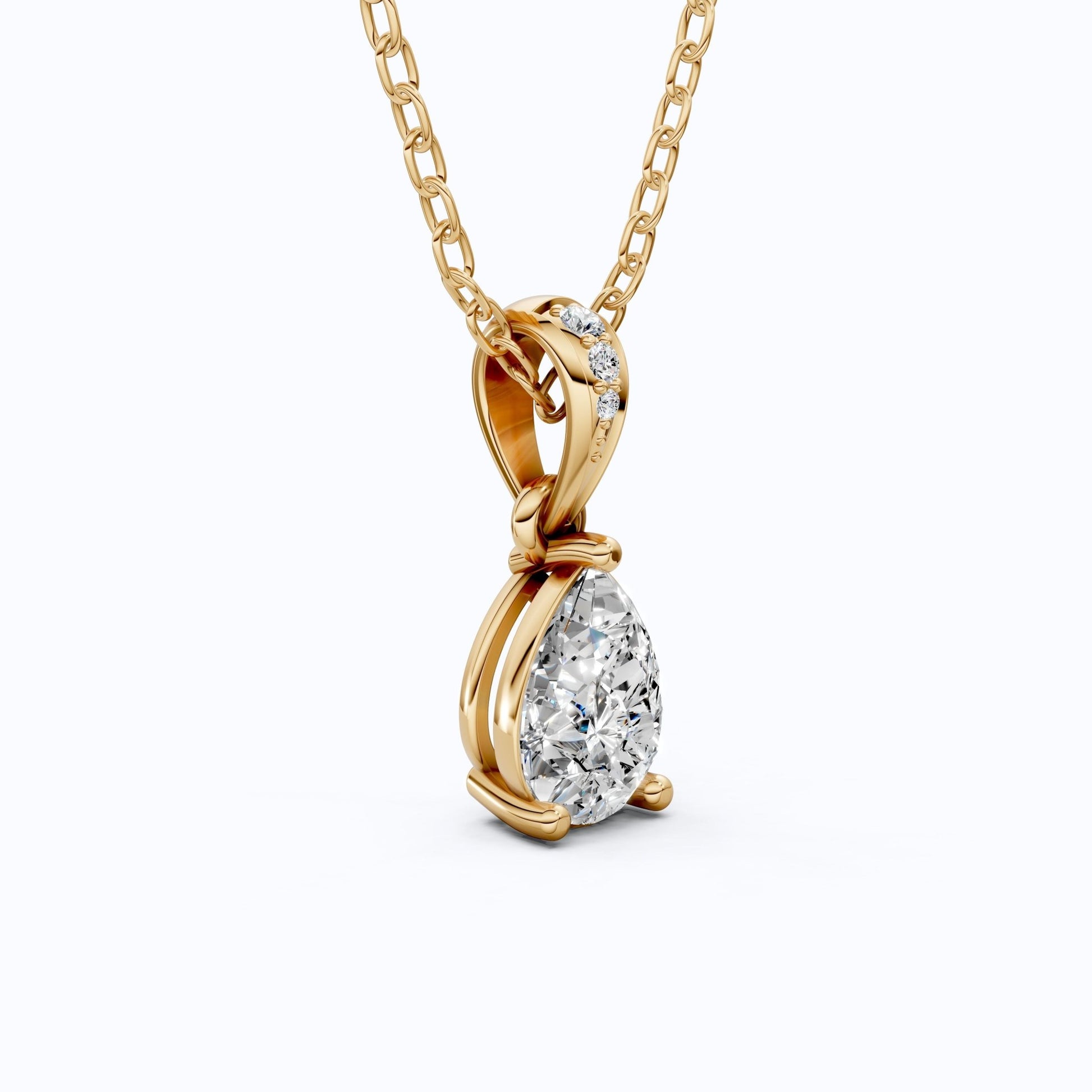 Modern Pear Solitaire Pendant in 14k Solid Gold, 0.35 CT Pear Cut Lab Grown Diamond, Birthday Gift for Her, Everyday Pendant - Shoora Designs