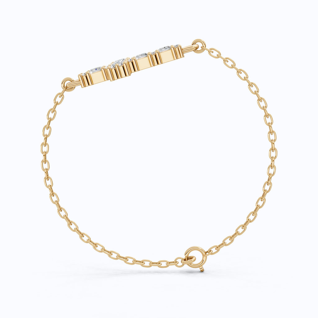 Modern princess cut cross Chain bracelet in 14K Solid Gold, 0.42 TCW Princess Cut Lab Created Diamonds, Baptism Bracelet, Gift for Her, Daily Wear Jewelry - Shoora Designs