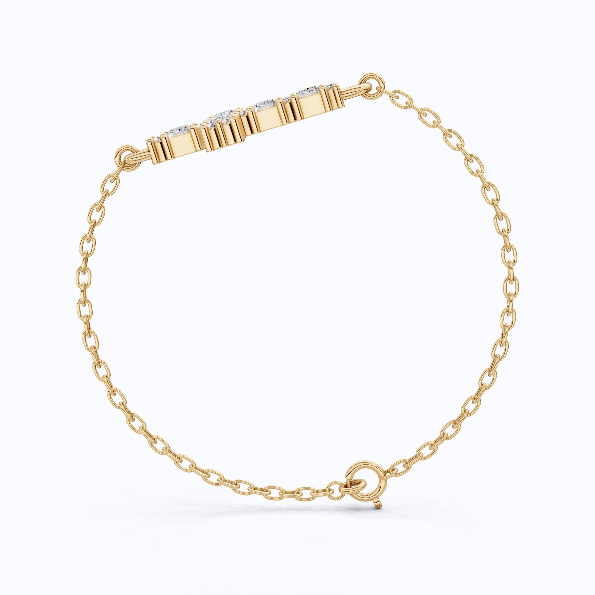 Modern princess cut cross Chain bracelet in 14K Solid Gold, 0.42 TCW Princess Cut Lab Created Diamonds, Baptism Bracelet, Gift for Her, Daily Wear Jewelry - Shoora Designs