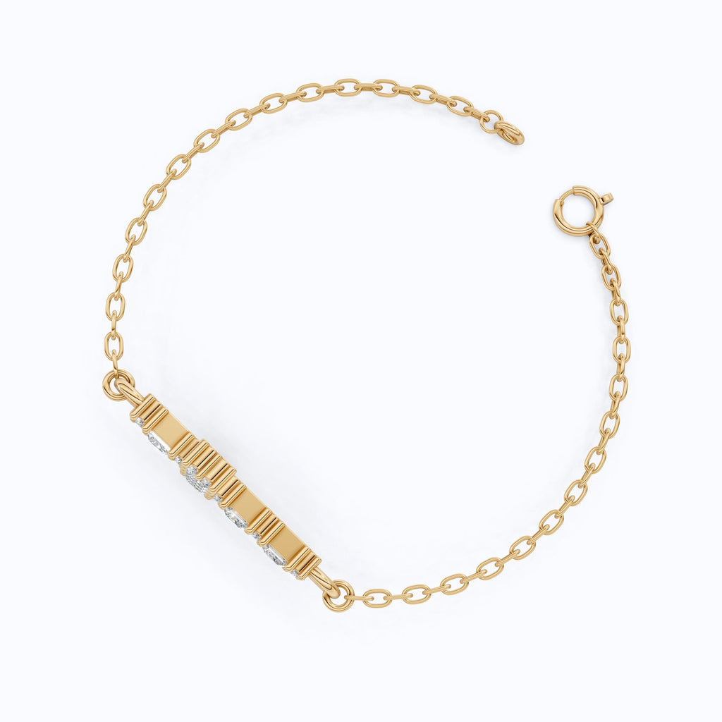 Modern princess cut cross Chain bracelet in 14K Solid Gold, 0.42 TCW Princess Cut Lab Created Diamonds, Baptism Bracelet, Gift for Her, Daily Wear Jewelry - Shoora Designs