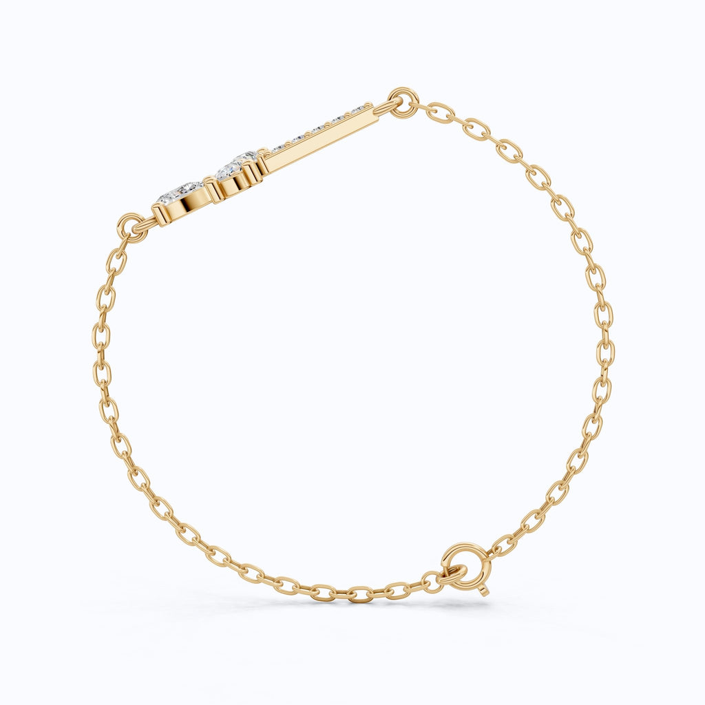 Modern Religious Cross Chain Bracelet with 14K Solid Gold, 0.75 TCW Pear Cut Lab Created Diamonds, Bridal Jewelry, Wedding Gift For Her - Shoora Designs