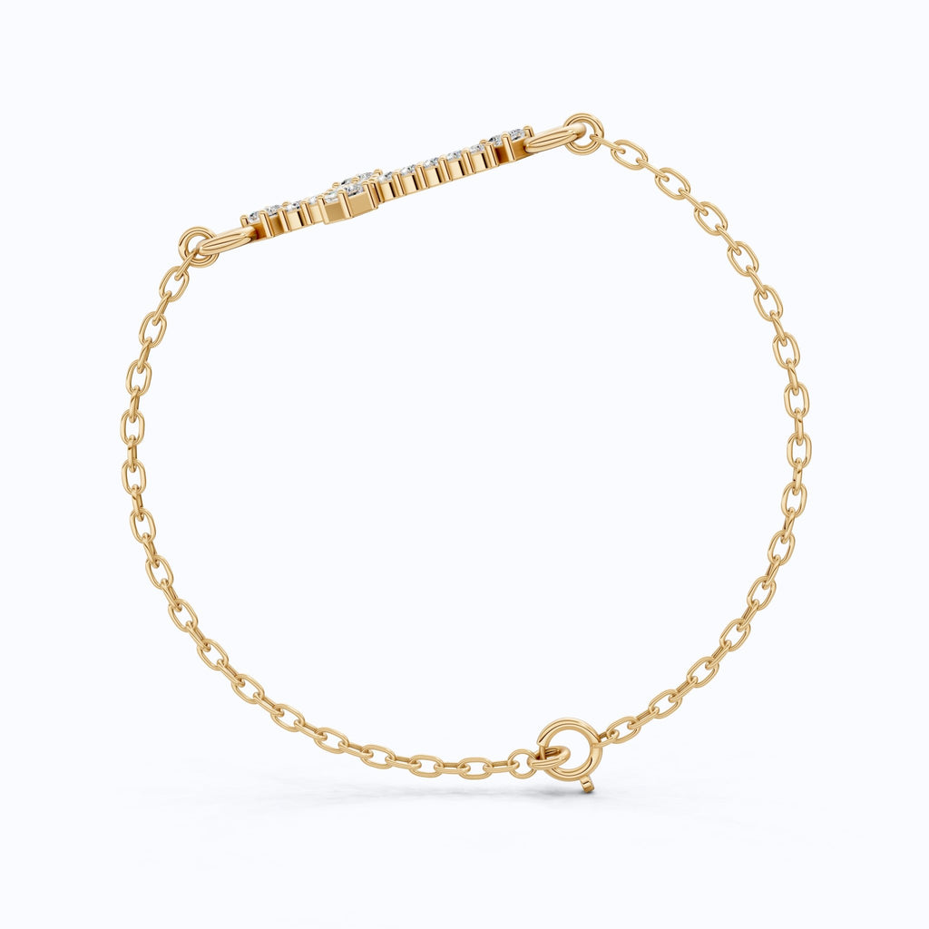 Modern Row Cross Pavé Chain Bracelet in 14K Solid Gold, 0.16 TCW Princess/Round Cut Lab Created Diamonds, Faith Bracelet, Bridal Jewelry, Wedding Gift - Shoora Designs