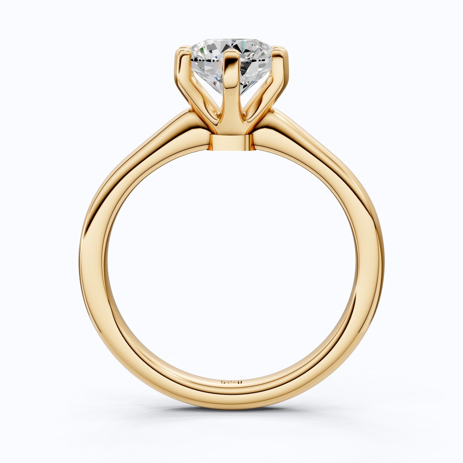 Modern Six - Prong Solitaire Engagement Ring 14K Solid Gold, 1.25 CT Round Cut Lab Created Diamond, Gift for Her, Everyday Jewelry - Shoora Designs