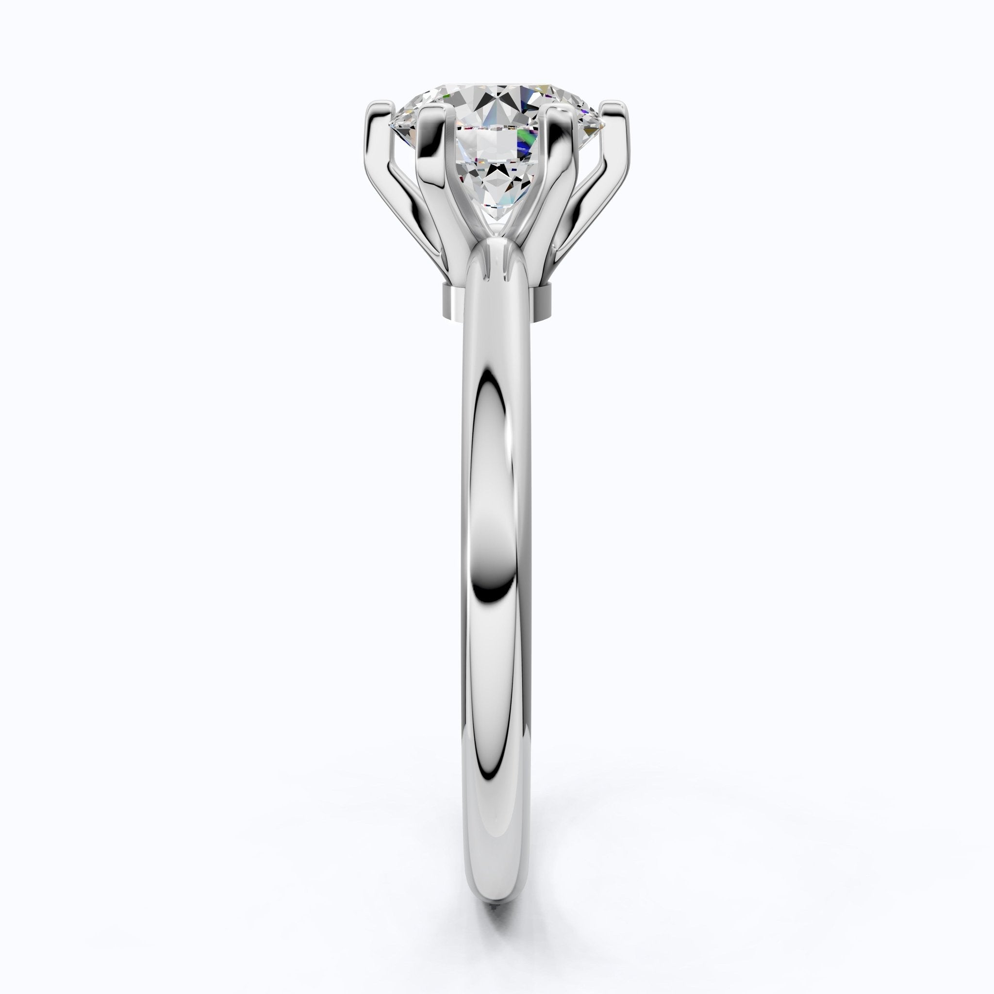 Modern Six - Prong Solitaire Engagement Ring 14K Solid Gold, 1.25 CT Round Cut Lab Created Diamond, Gift for Her, Everyday Jewelry - Shoora Designs