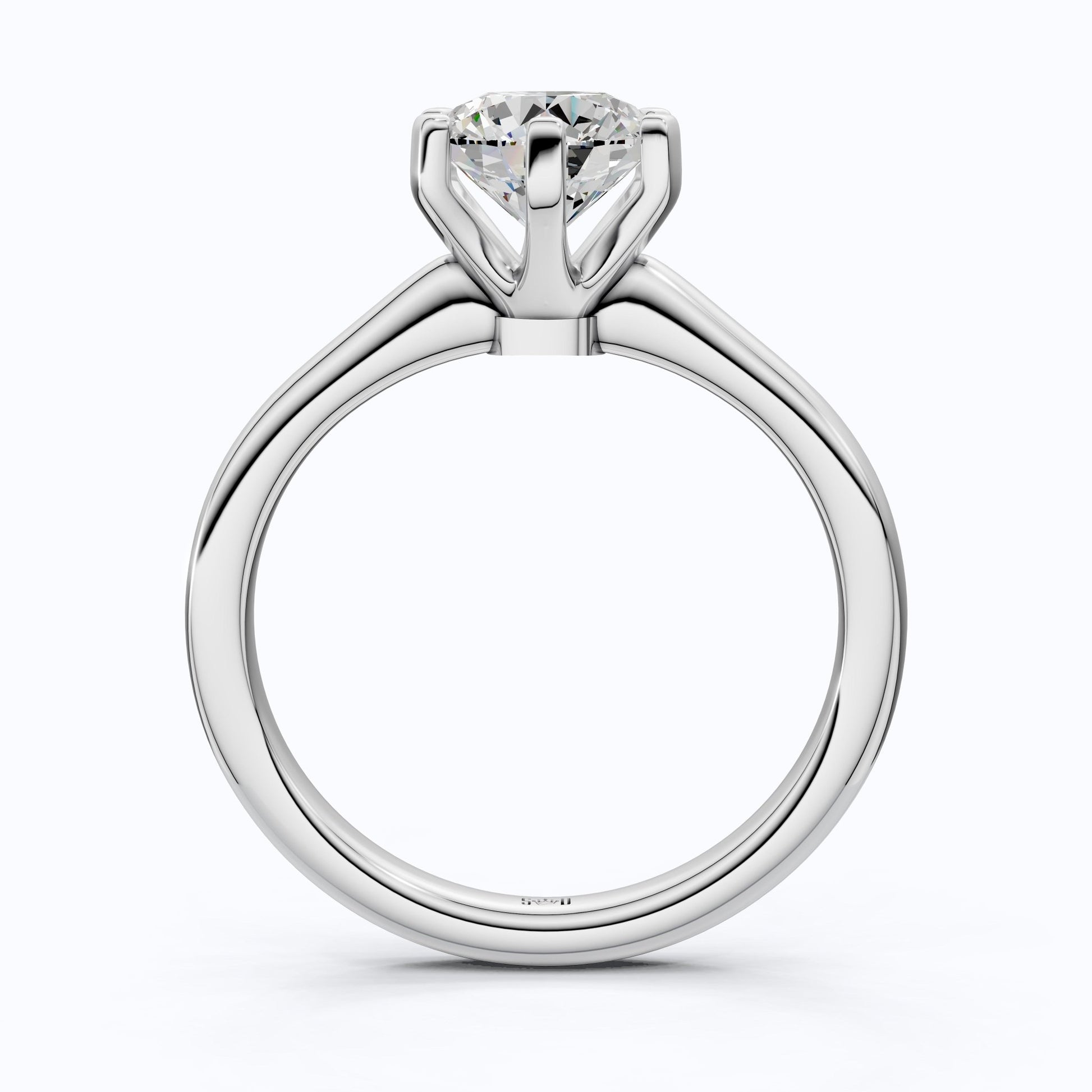 Modern Six - Prong Solitaire Engagement Ring 14K Solid Gold, 1.25 CT Round Cut Lab Created Diamond, Gift for Her, Everyday Jewelry - Shoora Designs