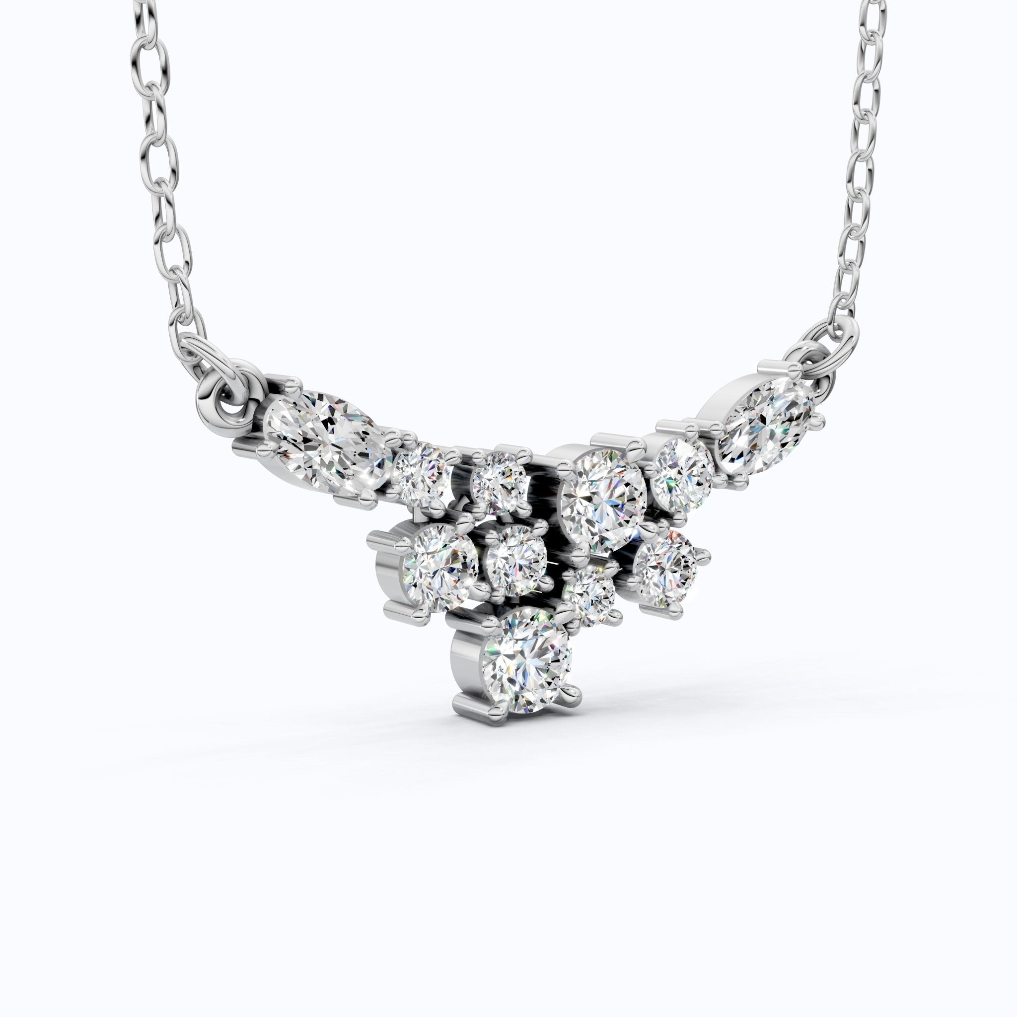 Modern Sparkling V Pendant Necklace in Lab Grown Diamond 14k Gold Solid, Wedding Handmade Jewelry, Bridesmaid Jewelry Gift - Shoora Designs