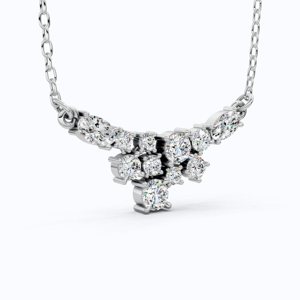 Modern Sparkling V Pendant Necklace in Lab Grown Diamond 14k Gold Solid, Wedding Handmade Jewelry, Bridesmaid Jewelry Gift - Shoora Designs