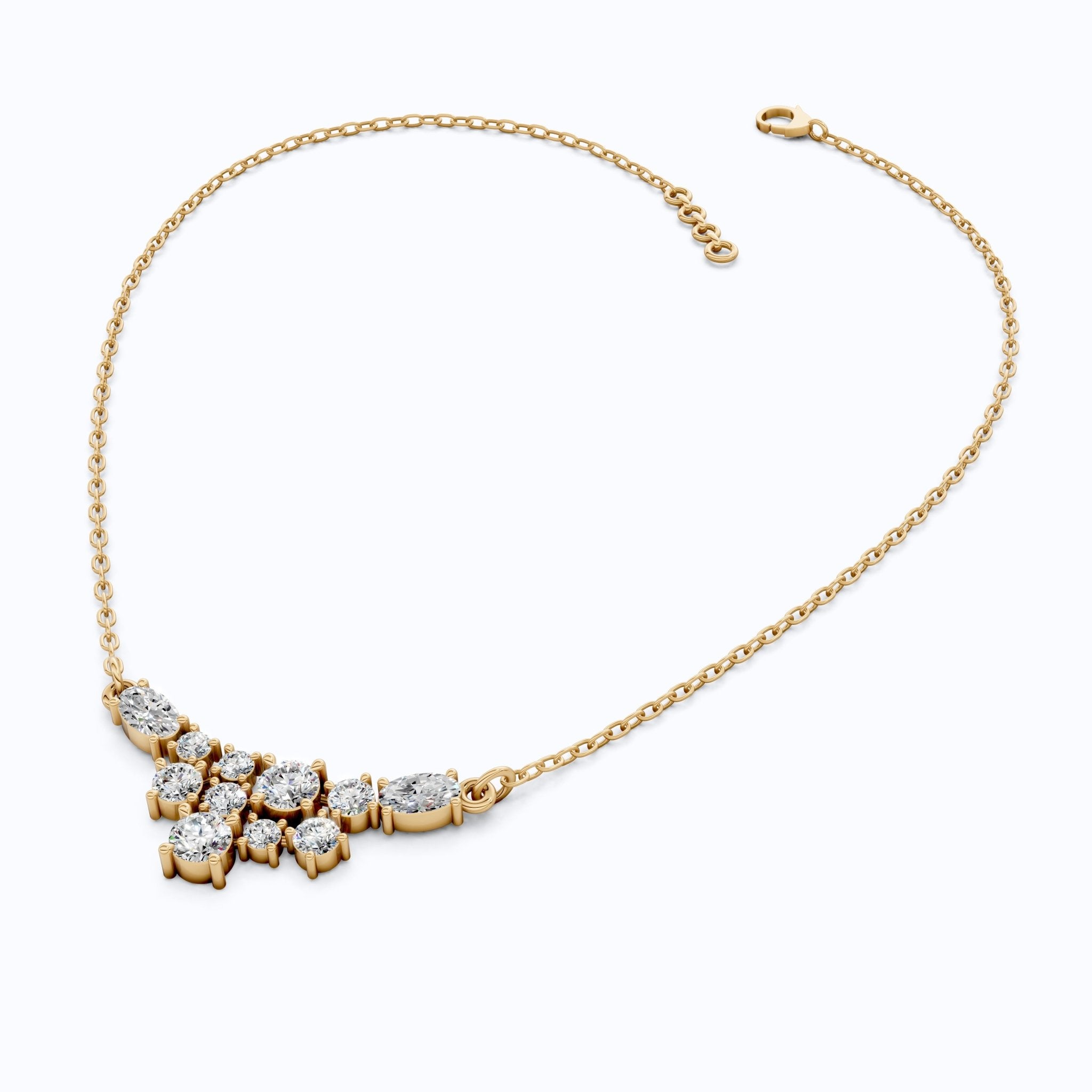 Modern Sparkling V Pendant Necklace in Lab Grown Diamond 14k Gold Solid, Wedding Handmade Jewelry, Bridesmaid Jewelry Gift - Shoora Designs