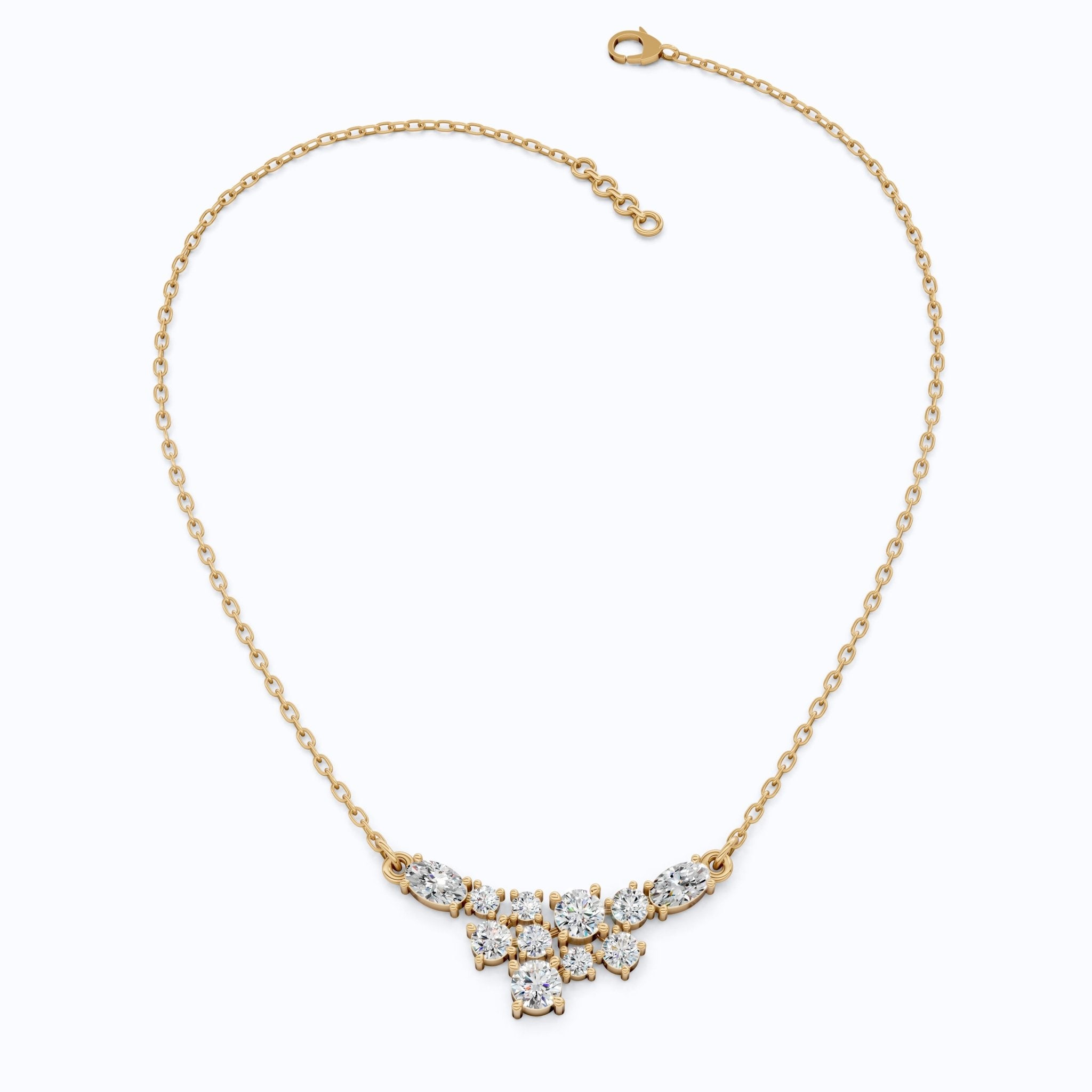 Modern Sparkling V Pendant Necklace in Lab Grown Diamond 14k Gold Solid, Wedding Handmade Jewelry, Bridesmaid Jewelry Gift - Shoora Designs