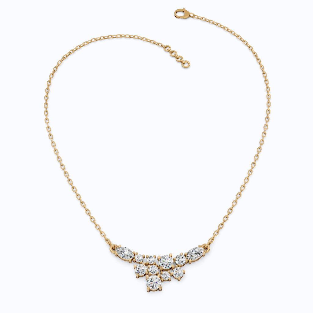 Modern Sparkling V Pendant Necklace in Lab Grown Diamond 14k Gold Solid, Wedding Handmade Jewelry, Bridesmaid Jewelry Gift - Shoora Designs