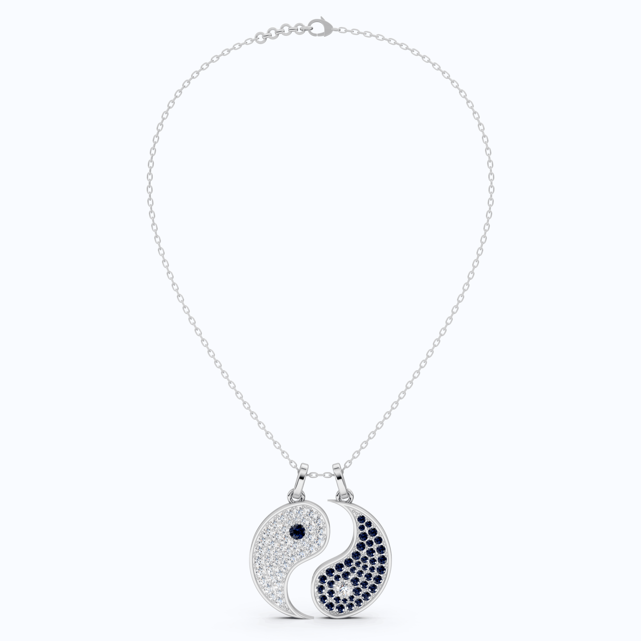 Modern Yin Yang Circle Pavé Everyday Pendant in Lab Diamond/Gemstone – 9k/14k Solid Gold, Birthday Gift for Him/Her, Iced Out Jewelry - Shoora Designs