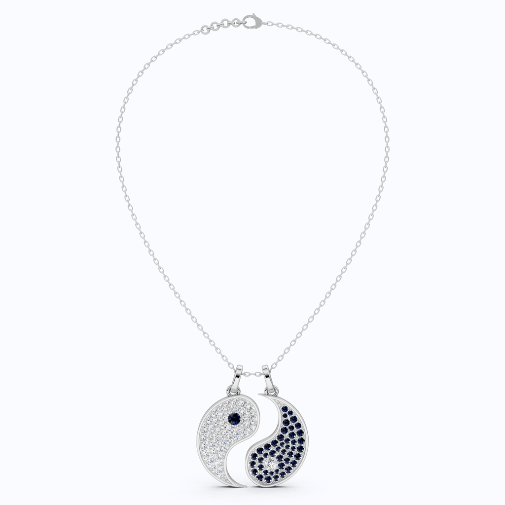 Modern Yin Yang Circle Pavé Everyday Pendant in Lab Diamond/Gemstone – 9k/14k Solid Gold, Birthday Gift for Him/Her, Iced Out Jewelry - Shoora Designs
