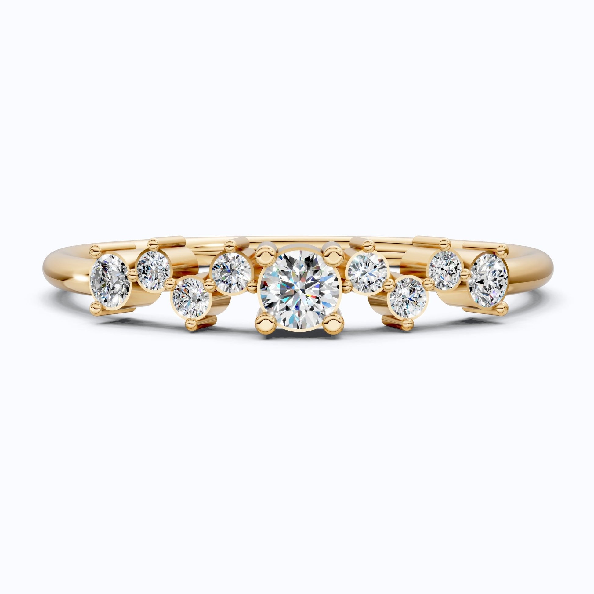 Modern Zigzag Cluster Stacker Wedding Ring in 14K Solid Gold, 0.18 TCW Round Cut Lab Grown Diamonds, Everyday Ring, Gift For Her - Shoora Designs