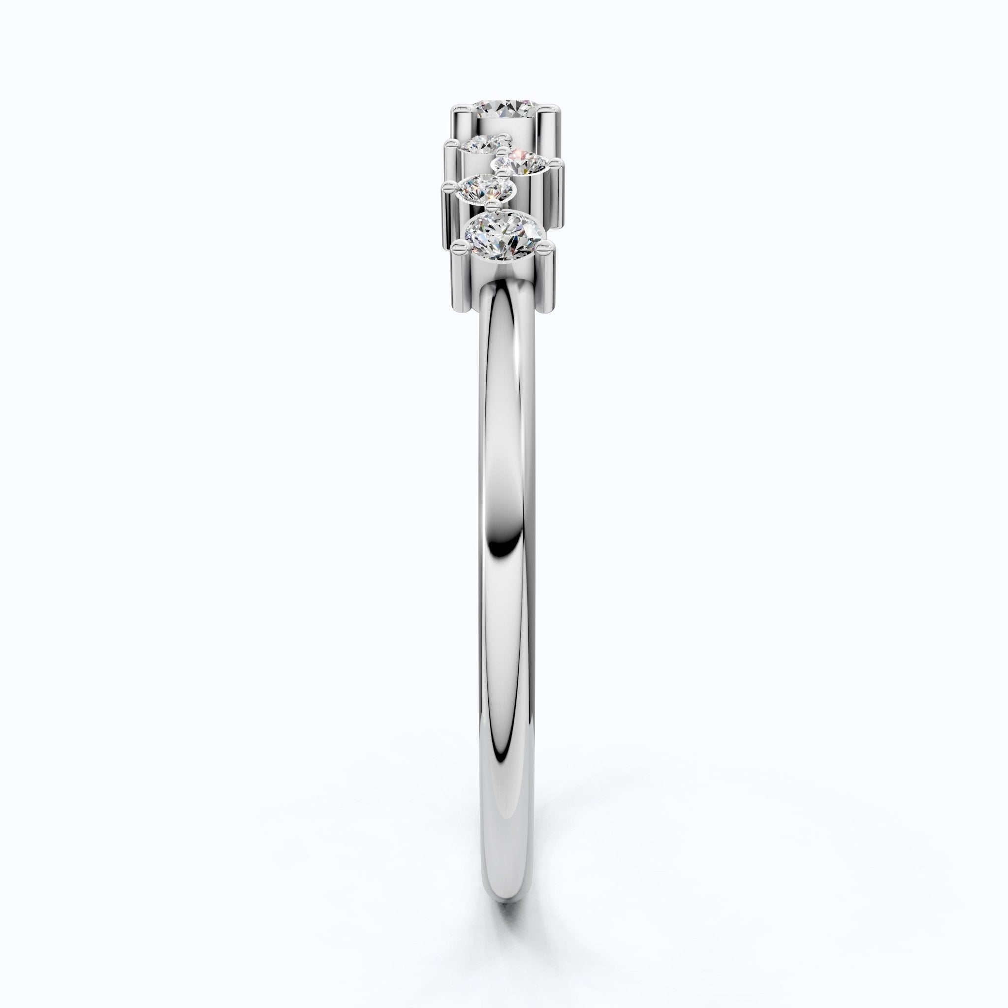 Modern Zigzag Cluster Stacker Wedding Ring in 14K Solid Gold, 0.18 TCW Round Cut Lab Grown Diamonds, Everyday Ring, Gift For Her - Shoora Designs