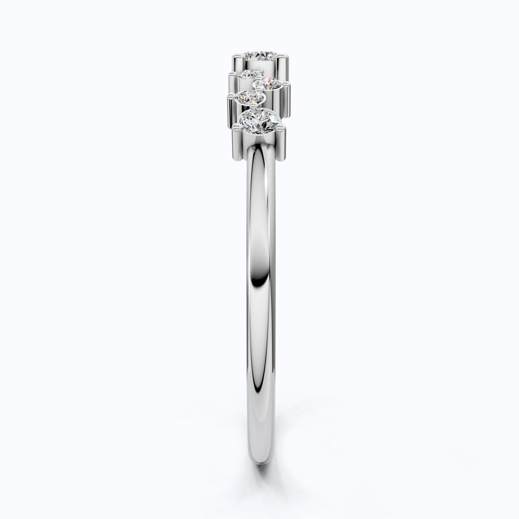 Modern Zigzag Cluster Stacker Wedding Ring in 14K Solid Gold, 0.18 TCW Round Cut Lab Grown Diamonds, Everyday Ring, Gift For Her - Shoora Designs