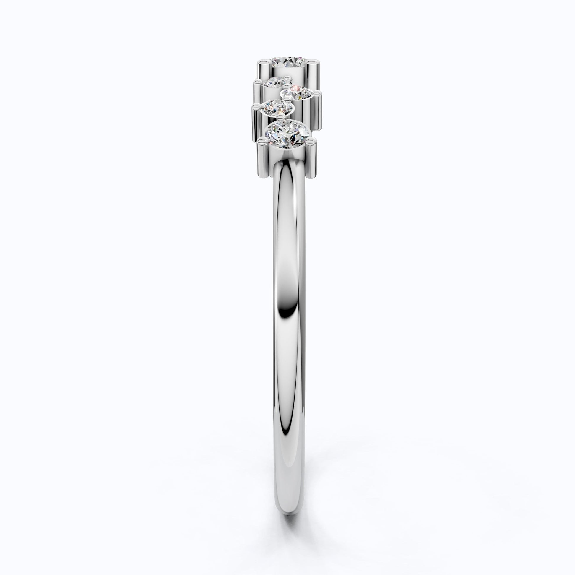 Modern Zigzag Cluster Stacker Wedding Ring in 14K Solid Gold, 0.18 TCW Round Cut Lab Grown Diamonds, Everyday Ring, Gift For Her - Shoora Designs