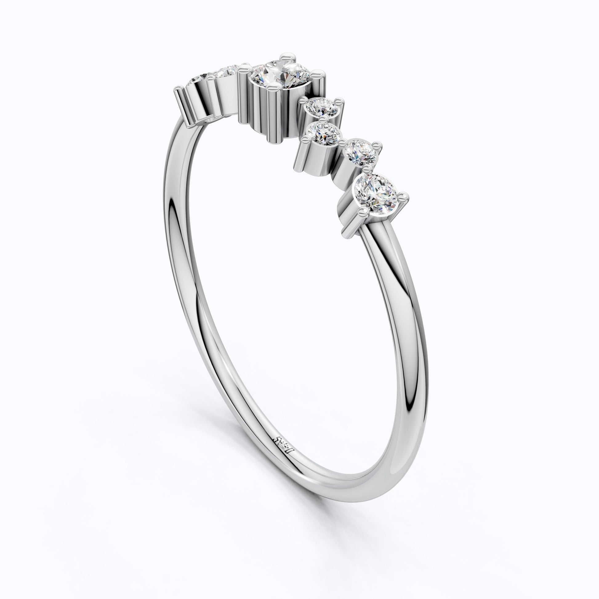 Modern Zigzag Cluster Stacker Wedding Ring in 14K Solid Gold, 0.18 TCW Round Cut Lab Grown Diamonds, Everyday Ring, Gift For Her - Shoora Designs