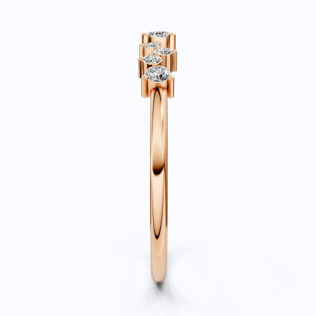 Modern Zigzag Cluster Stacker Wedding Ring in 14K Solid Gold, 0.18 TCW Round Cut Lab Grown Diamonds, Everyday Ring, Gift For Her - Shoora Designs