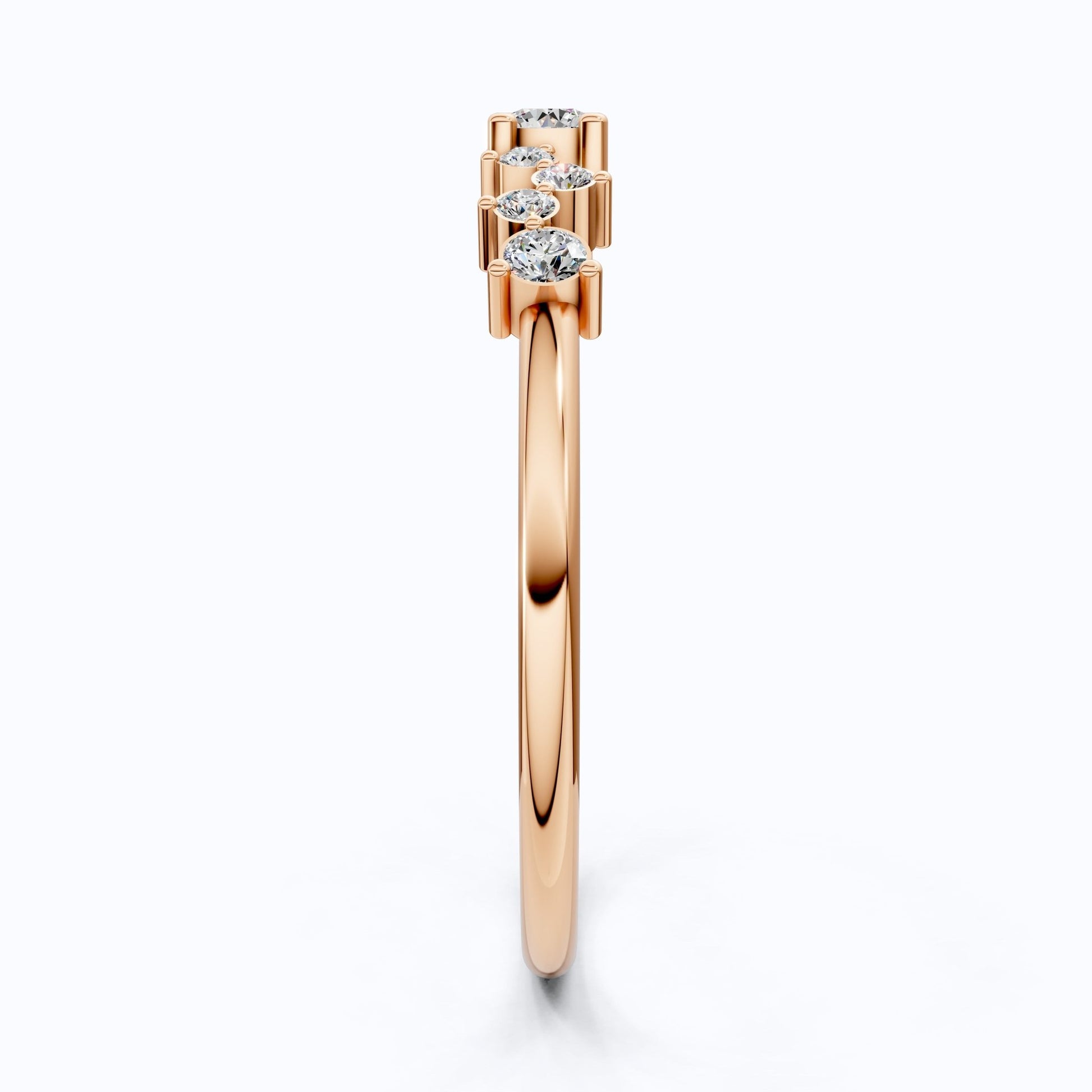 Modern Zigzag Cluster Stacker Wedding Ring in 14K Solid Gold, 0.18 TCW Round Cut Lab Grown Diamonds, Everyday Ring, Gift For Her - Shoora Designs